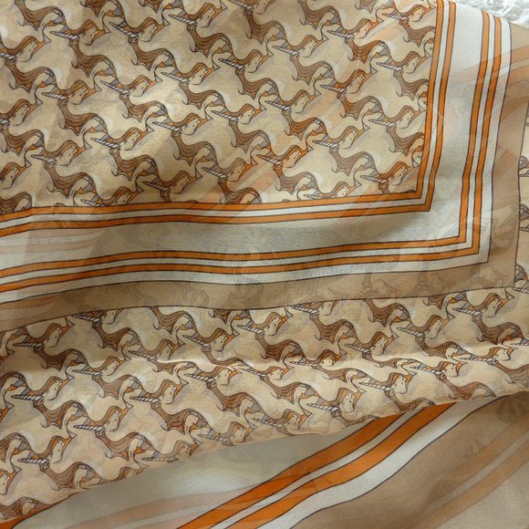 Burberry Unicorn Chiffon Pattern Silk Logo Scarf - Picture 6 of 12